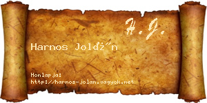Harnos Jolán névjegykártya